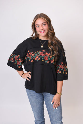Wild Rose Embroidered Tee - Shop Rust & Ruffles