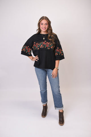 Wild Rose Embroidered Tee - Shop Rust & Ruffles