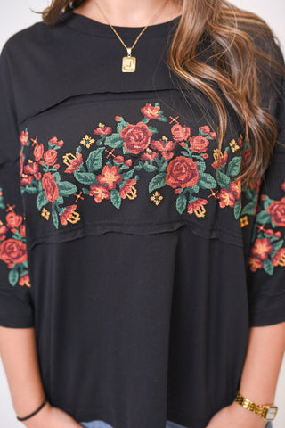 Wild Rose Embroidered Tee - Shop Rust & Ruffles