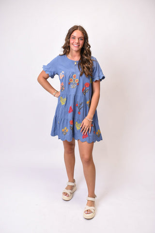 Wildflower Embroidered Mini Dress - Shop Rust & Ruffles