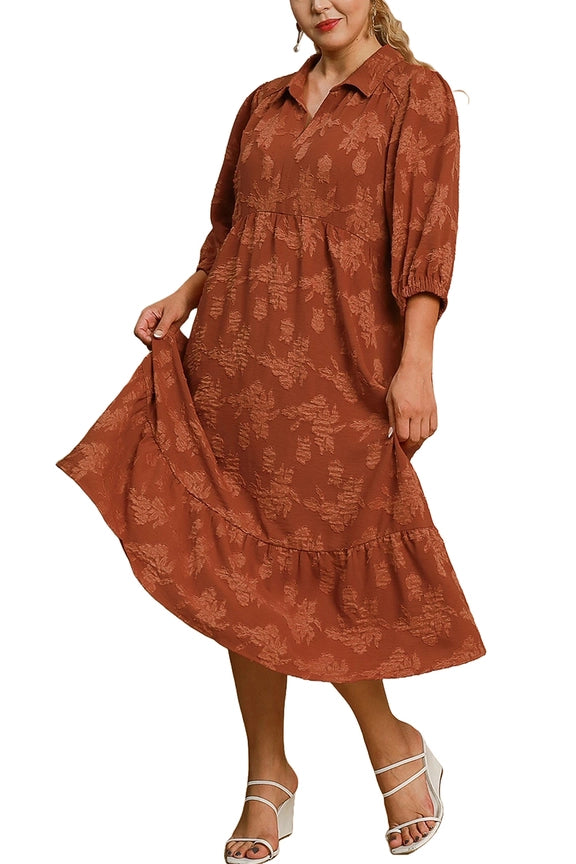 Rustling Leaves Midi Dress Curvy