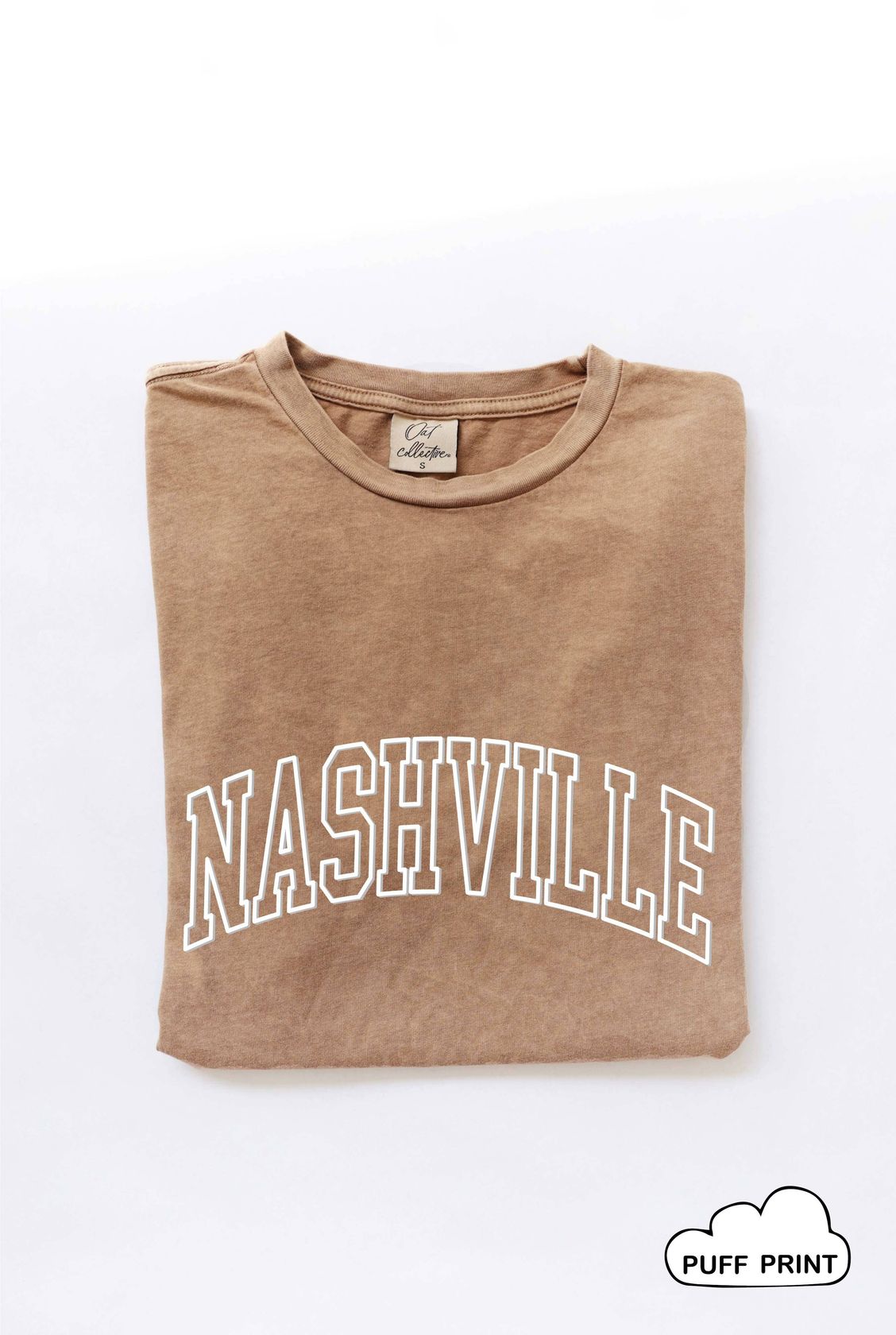 Nashville Puffy Tshirt in Toast Mineral Wash