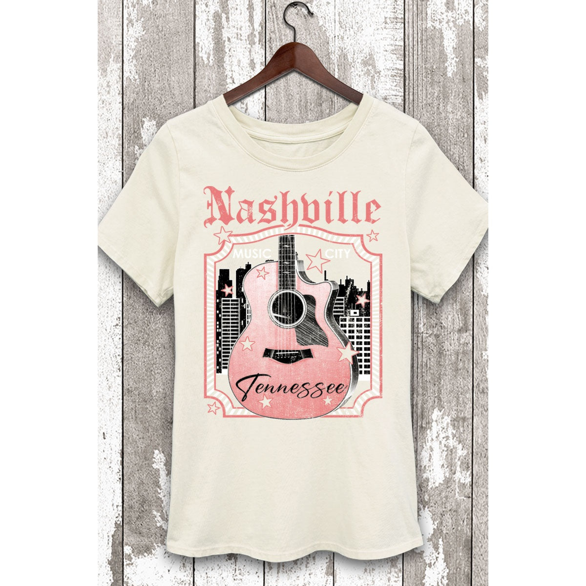 Nashville Pink Guitar Graphic Tee